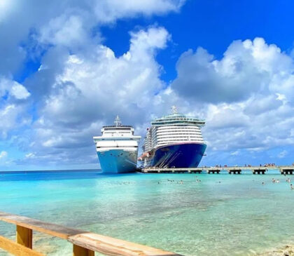Two Cruise Ships Docking At Turks And Caicos