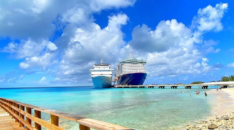 Two Cruise Ships Docking At Turks And Caicos